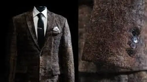 The unique suit made by the menswear company from the human mustache, for this suit people cut the mustache and sent the packing of his hair.